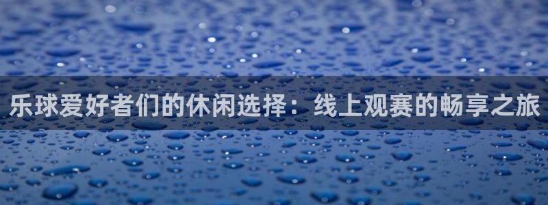 乐球爱好者们的休闲选择：线上观赛的畅享之旅